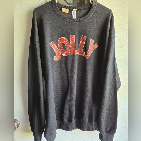 Jerzees "JOLLY" Black Sweatshirt Boutique NEW - Picture 1 of 5